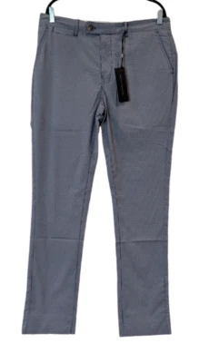 Pantalones de vestir Nifty Genius para hombre 34 X 33 blanco marino a cuadros poliéster botón cremallera Foto 1 de 4