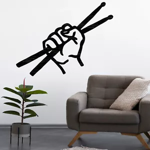 Hand mit Trommelstöcken, Holzschild, Holzhandwerk, Handwerksbedarf, Wohnkultur - Bild 1 von 6