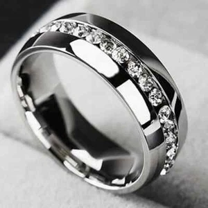 Men/Women's Fashion Jewelry Titanium Steel Engagement Bands Wedding Ring Sz 6-10 - Picture 1 of 4