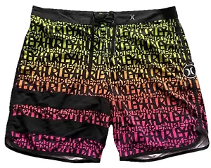 Hurley Phantom Haze Board Shorts Men's sz 42 (approx) Neon Quick Dry Beach Surf - Picture 1 of 14