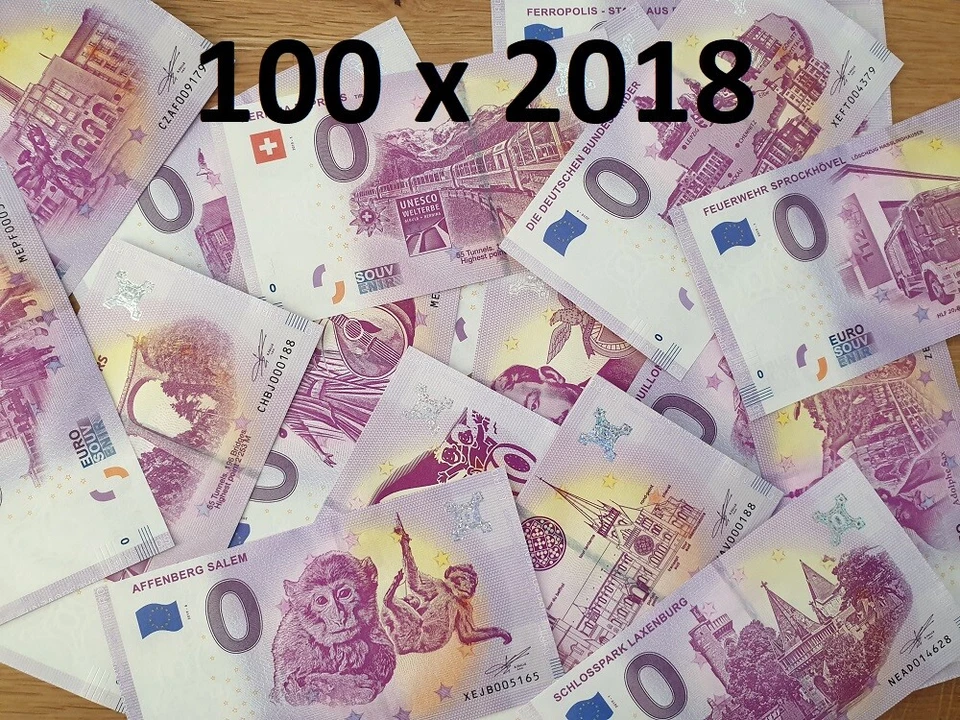Lot de 100 Billets Euros Schein Souvenir Touristique 2018 Tous pays - Photo 1/1