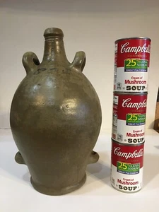 Antique Ovid Jug Stoneware 4 Handle Rare French Folk Art Primitive Kitchen - Picture 1 of 12