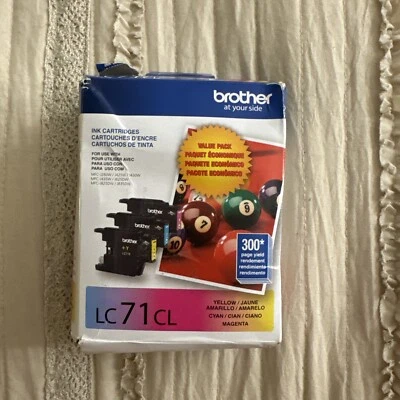 Genuine Brother LC71CL 3 Color Ink Cartridges Yellow Cyan Magenta EXP 05/2023 - Image 1 of 2