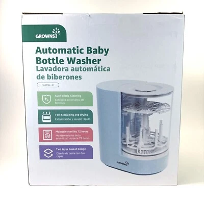 GROWNSY DeepClean Automatic Baby Bottle Washer Sterilizer & Dryer - Light Blue - Image 1 of 4
