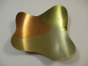 Vintage MCM Mexico Mixed Married Metals Brass Copper Dish Amoeba Shape Free Form - Picture 1 of 6