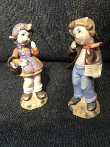 VINTAGE FIGURINES BOY AND GIRL HUMMEL LOOK ALIKE C-2043 CERAMIC 6" - Bild 1 von 12