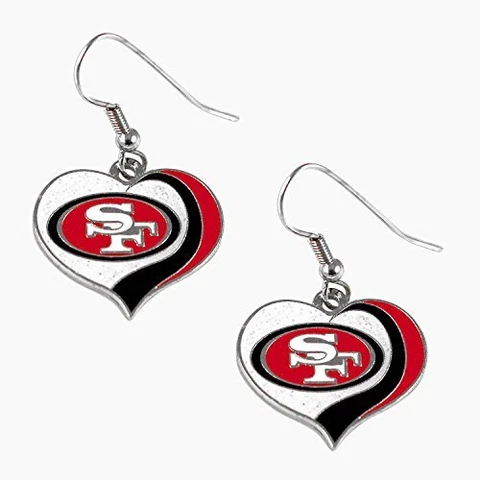 NFL San Francisco 49Ers Earrings Glitter Heart, Small, Red One Size Cover