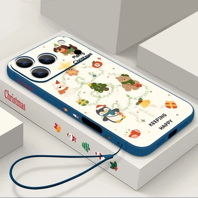For iPhone 17 Pro Max Air 16 15 14 13 12 11 16E Christmas TPU Lanyard Case Cover - Image 1 of 4