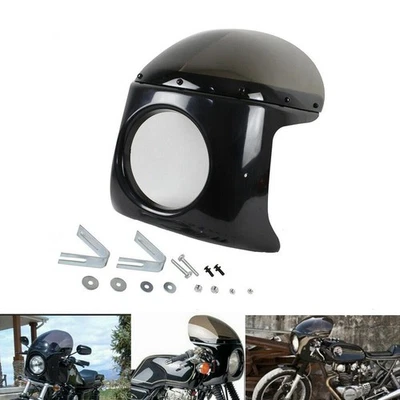 Круглая фара обтекатель лобовое стекло для Harley Cafe Racer Cruiser Bobber ретро 7 дюймов - Изображение 1 из 4