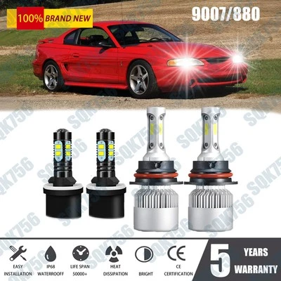 Para Ford Mustang 1994-2004 6000K Faro LED Alto Bajo Antiniebla 4X Bombillas Combo Foto 1 de 4