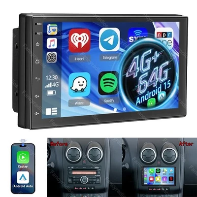 7" Android 15 Apple Carplay Car Stereo Radio GPS Navi WiFi Double 2DIN 4+64GB BT - Image 1 of 4