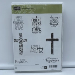 Stampin Up BLESSED BY GOD Stamp Set Baptism Cross Proverbs 17:17 Friendship - Picture 1 of 14