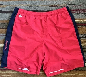 Bañador corto deportivo Lacoste para hombre XL rojo forrado con logotipo bolsillos - Imagen 1 de 15