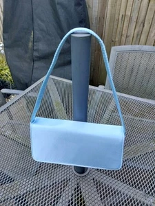 BERSHKA Turquoise Blue Small Shoulder Bag Wedding Special Occasion Satin Finish - Picture 1 of 8