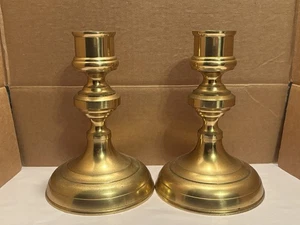 2 portacandele vintage in ottone bastone uragano base lampada altezza 8" - Foto 1 di 14