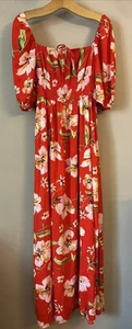 Girl In Mind schönes langes Kleid mit rotem Druck - Größe 12 - Bild 1 von 3