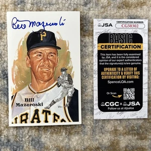 Bill Mazeroski 2001 HOF  Pittsburgh Pirates Signed Perez Steele Postcard JSA - Picture 1 of 5