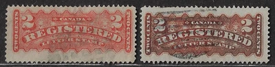 Canada — 1875-88, Registration Stamps #F2, #F2b — Ref. 1889 - Image 1 of 2