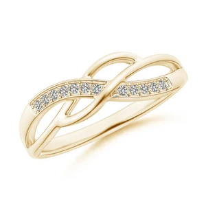Angara Natural Diamond Multi-Row Crossover Band in 14K Solid Gold (1.1MM) - Picture 1 of 37