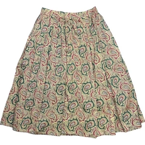 Gonna midi plissettata paisley vintage anni 50 60 Coco Shop Antigua WI verde rosso - Foto 1 di 5