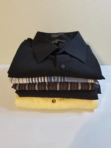 Lot Of 5 Men's Shirts Size 2XL Long Sleeve Button Down Black Stripe Yellow - Picture 1 of 21