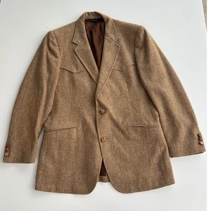 Pendleton Wool Western Blazer Sport Coat Brown Tweed Vintage Men's - Picture 1 of 22