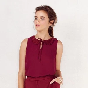 LC Lauren Conrad Women's Red Plum Faux-Suede Collar Tank Size Medium - NWT - Picture 1 of 3