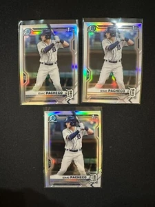 3-2022 Bowman Chrome REFRACTOR Izaac Pacheco Tigers Prospect Card lot - Picture 1 of 1