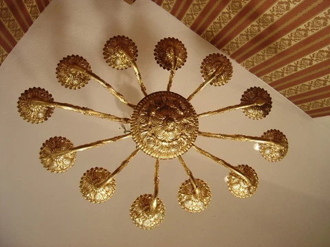 OLD HEAVY OVAL SPANISH 12 LIGHT BRASS BRONZE CHANDELIER LIGHTINGS HOTEL Ø 46" 2x Cover