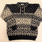 Yeti 100% Wool Sweater Hand Knitted Heavy Chunky Navy Wool Jumper in Medium 
