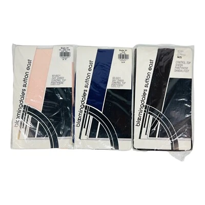 Bloomingdale’s Sutton East Pantyhose Style 21 Sz Tall Espresso Plum Pink 3 Pairs - Image 1 of 4