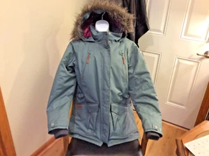 Columbia Damen Daunen Parka Jacke Mantel 550TD grün Kapuze Kunstfellbesatz Gr. XL - Bild 1 von 24
