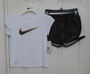 NWT 2pc Nike Black Gold Dots Top & Shorts Set sz 6X - Picture 1 of 1