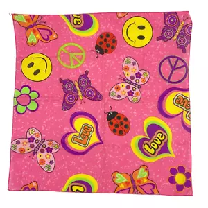 Peace Love Marienkäfer Herz Retro Hippie Schal Bandana 21"" x 21"" Made in USA - Bild 1 von 8