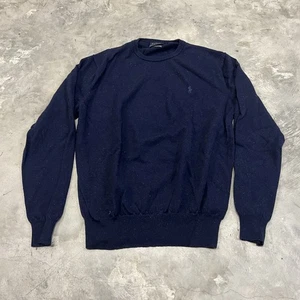 Polo Ralph Lauren Navy Blue Washable Merino Wool Lightweight Sweater Size Medium - Picture 1 of 6