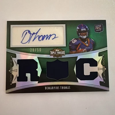 2010 Demaryius Thomas Topps Triple Threads Triple Relic Auto RC #d 28/50 - Image 1 of 3