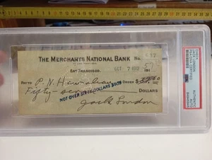 Original Autograph Jack London (1876-1916) signed cheque October 1912 PSA DNA CE - Bild 1 von 5