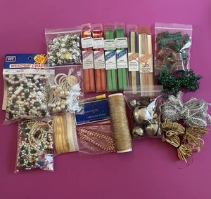 Vintage Weihnachten Handwerk Verzierungen - Leewards aus grauem Band Fundstücke - Bild 1 von 10