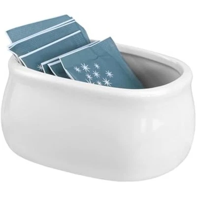 Pure white porcelain sugar packet holder tea bag bowl, 3.7 inches - Image 1 of 4