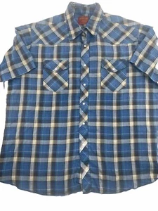 RUSTLER shirt Mens WESTERN, Size XL Short Sleeve, Vintage, Pearl Snap Button - Picture 1 of 4