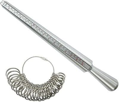 Metal Ring Sizer Gauge Mandrel Finger Sizing Measure Stick Standard Tool Sliver - Image 1 of 4