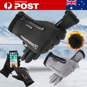 Men Thermal Gloves Touch Screen Windproof Warm Running Cycling Gloves Waterproof - Picture 1 of 19