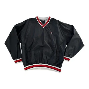 VTG Jerzees Pullover Mens XL Black Red V Neck Golf Windbreaker Outdoors* - Picture 1 of 17