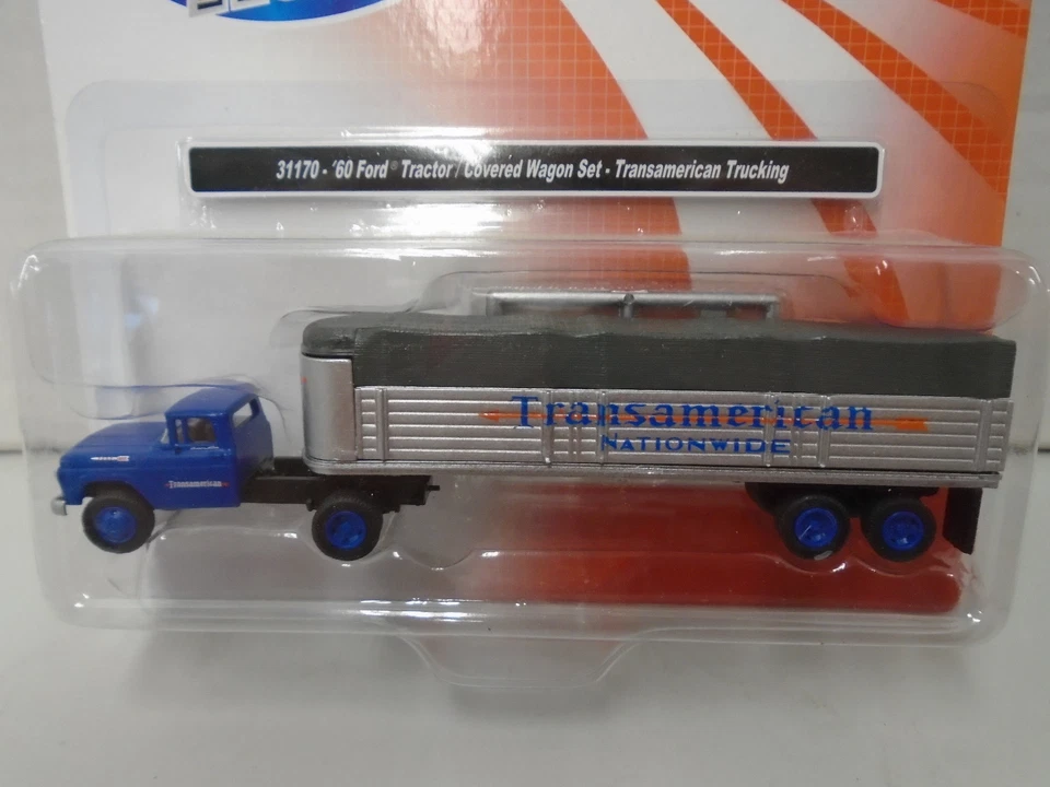 CLASSIC METAL WORKS #31170 HO SCALE '60 FORD TRCTR/COVERED TRLR TRANSAMERICAN TR - Image 1 of 1