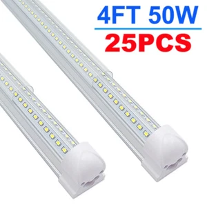 25 Pack 4 Foot Led Shop Lights T8 Integrated 3Pin 50W 6500K Daylight Tube Lights - Picture 1 of 11