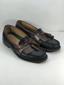Borelli Wes Kilti slip on tassel leather black cordovan loafers mens size 7 M - Picture 1 of 10