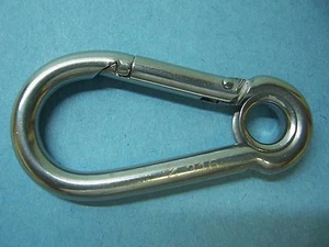 Type 316 Stainless Steel Spring Hook, size 1/4" (6 mm) with Eyelet - Foto 1 di 1