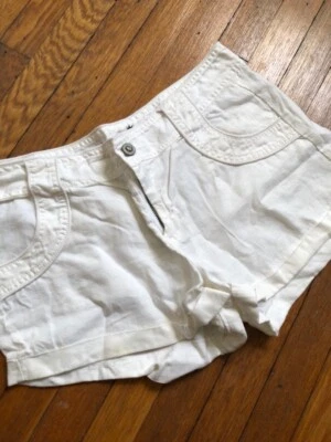 Twisted Heart White Linen Short Shorts Back Pockets Size 28 - Изображение 1 из 2