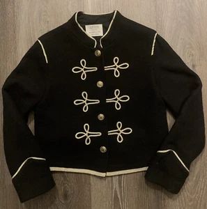 Rare Zara Band Military Jacket Black Dress Coat Crop Blazer Girls 13/14 Women XS - Picture 1 of 4