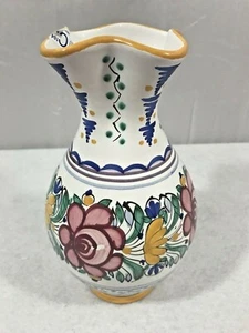 Vintage Bohemian Czech Mantle Vase Majolica Style Handmade Signed and Numbered - Picture 1 of 11